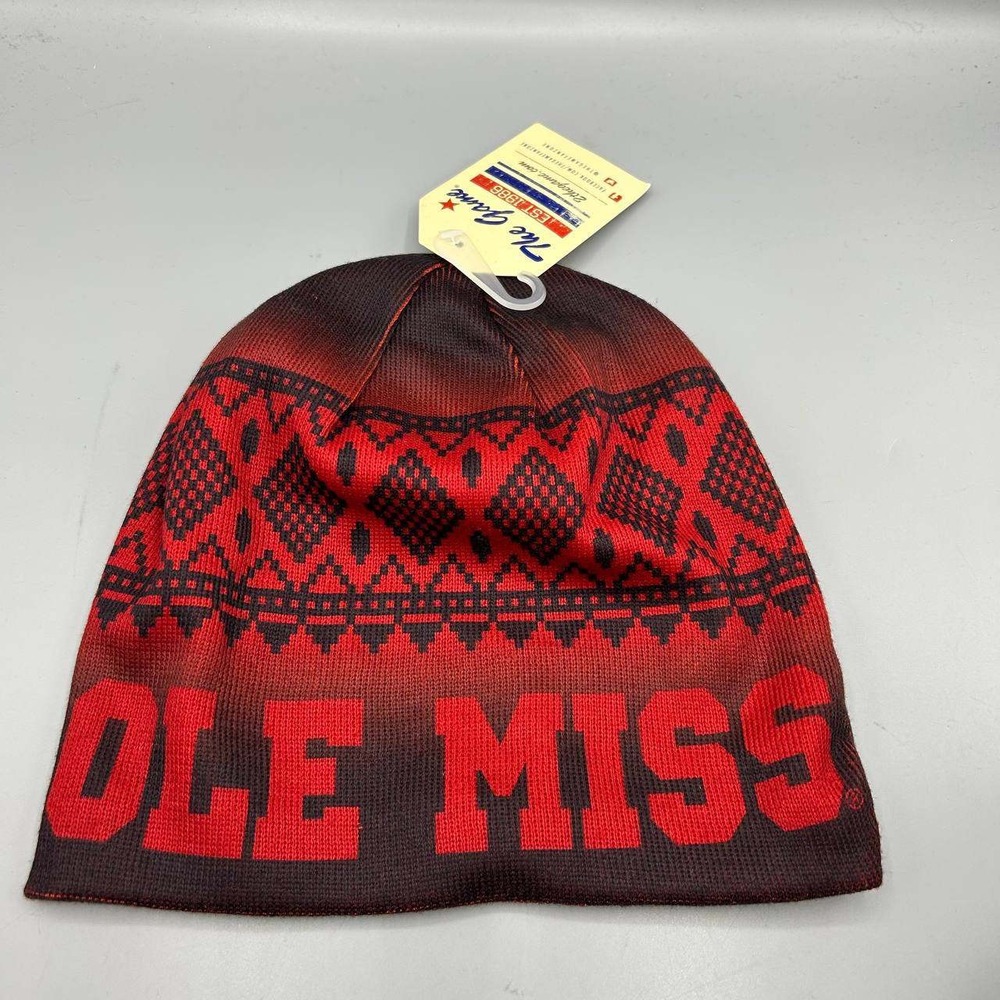 Ole Miss Rebels Hat Men Red Geometric Pattern The Game Beanie Cap New